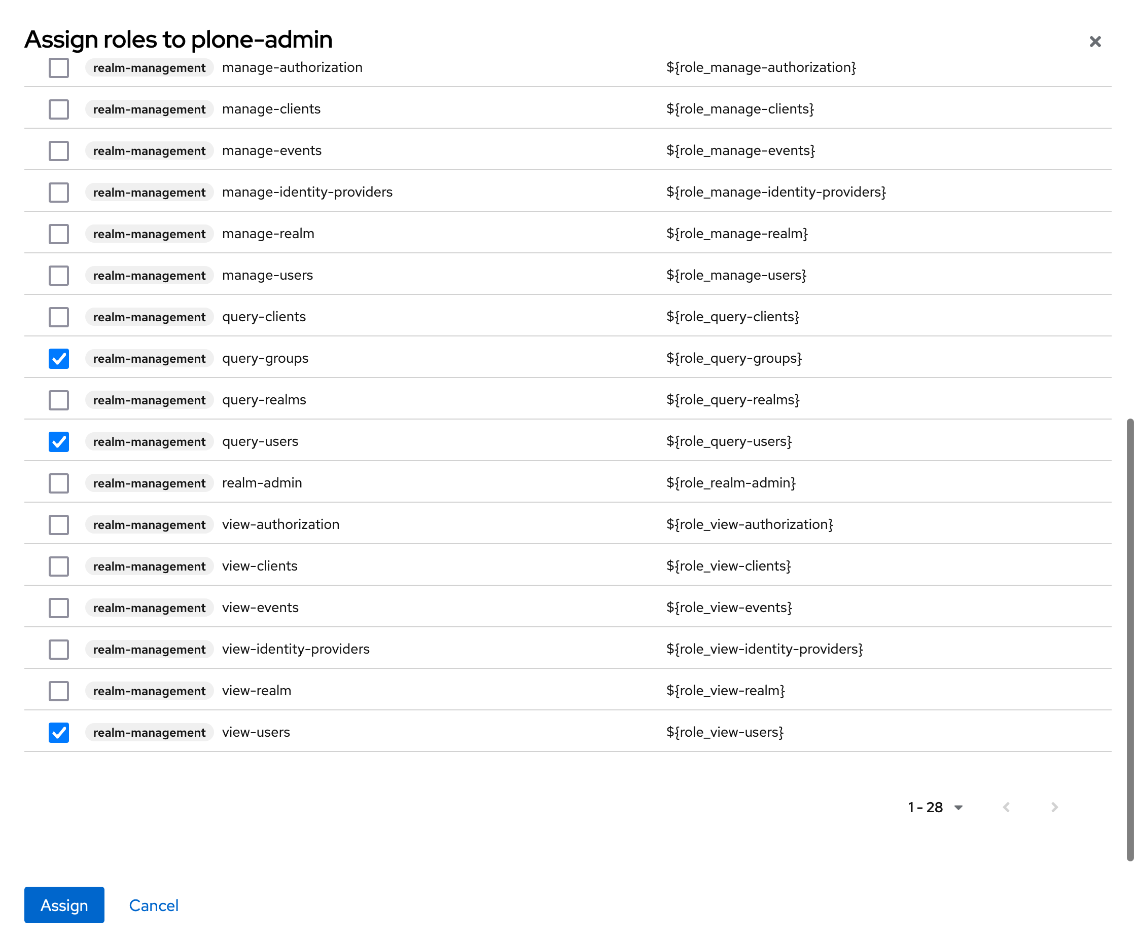 Assign realm-management roles